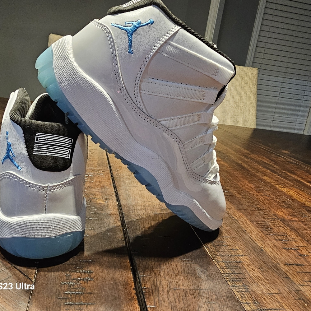 Kids White and Blue High-Top Sneakers